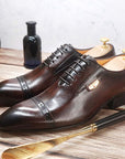 Ducapo Reddish Brown Luxury Straight Tip Oxfords