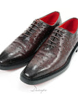 Exotic Brown Ostrich Oxford Shoes D1277