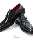 Glossy Black Croc Single Monk D1280