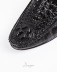 Sleek Black Embossed Crocodile Loafers D1287