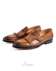 Burnished Textured Double Monk Strap Shoes D1288