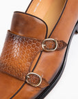 Burnished Textured Double Monk Strap Shoes D1288