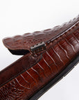 Brown Textured Crocodile Loafers D1294