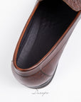 Brown Textured Crocodile Loafers D1294