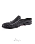 Classic Black Woven Loafer Mule D1295