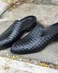 Classic Black Woven Loafer Mule D1295