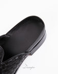 Classic Black Woven Loafer Mule D1295