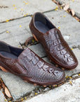 Luxury Brown Croc Driving Loafers D1296