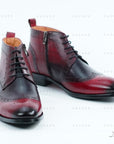Ducapo Dark Red Ankle Boots