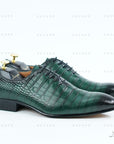 Ducapo Black Striped Green Oxfords