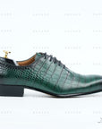 Ducapo Black Striped Green Oxfords