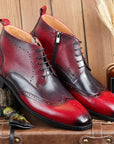 Ducapo Dark Red Ankle Boots