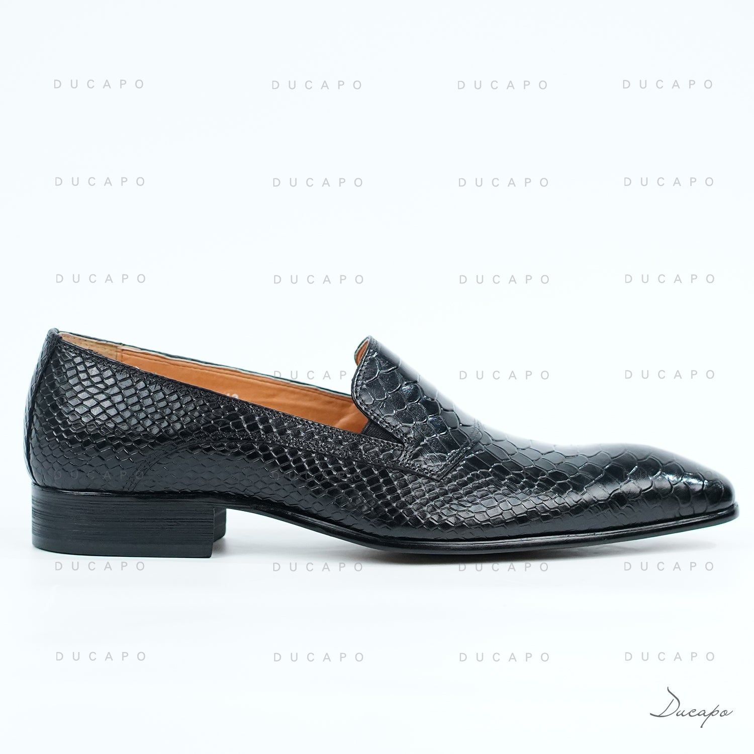 Ducapo Black Texture Loafers