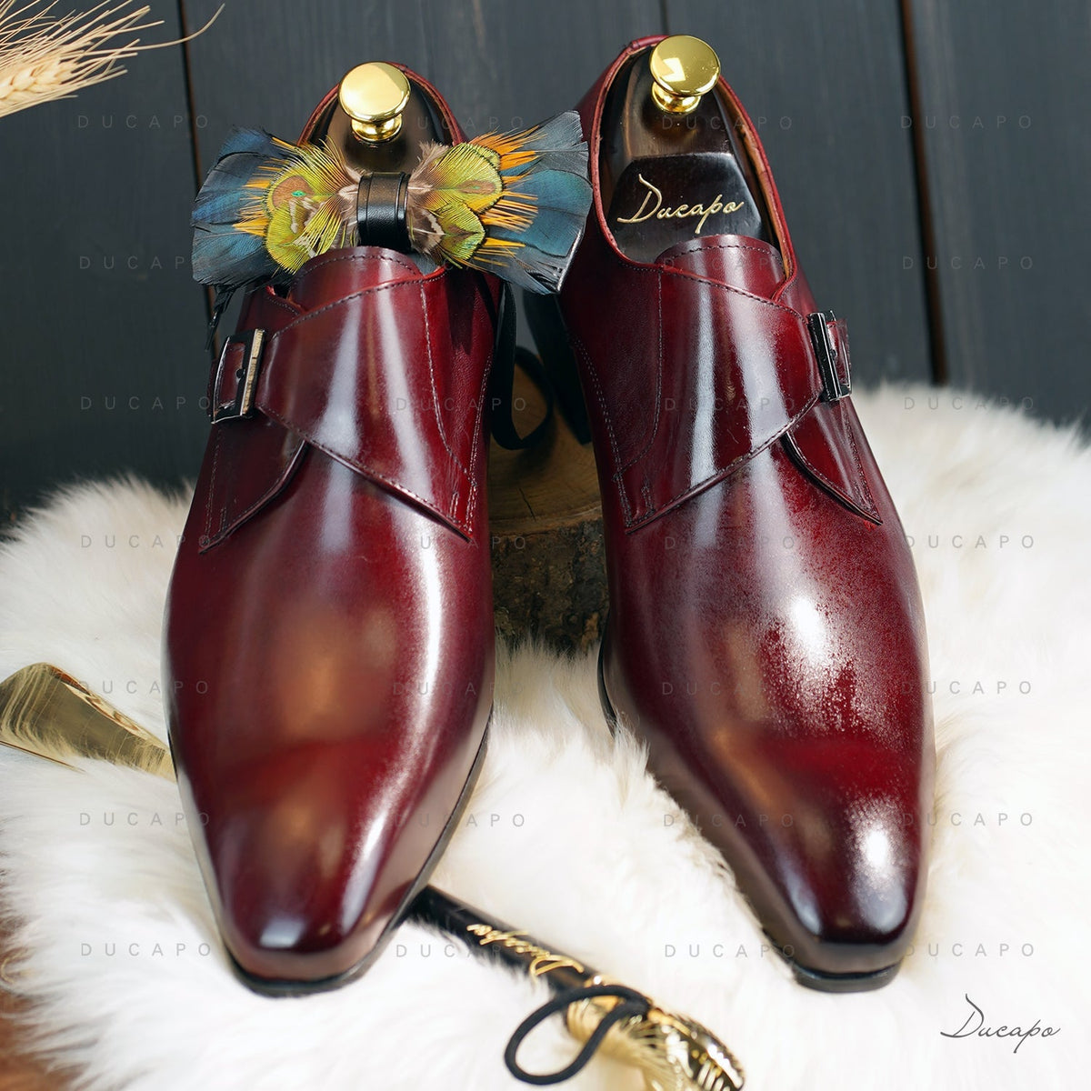 Duca shoes burgundy oxford point toe Atalian Ducapo Claret Monks – Ducapo® main image 4