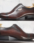 Ducapo Reddish Brown Luxury Straight Tip Oxfords