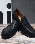 Ducapo Classic Black Penny Loafers