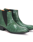 Ducapo Forest Green Croc Chelsea Boots