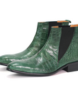 Ducapo Forest Green Croc Chelsea Boots