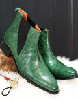Ducapo Forest Green Croc Chelsea Boots