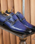 Ducapo Dark Blue Crocodile Pattern Monks