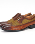 Ducapo Caramel Checkered Classic Derby Shoes