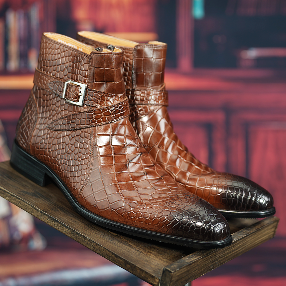 Duca ankle boot cognac Italian leather point toe side zipper Duca Di Matiste  main image 4