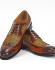Ducapo Caramel Checkered Classic Derby Shoes