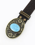 Western Cowboy Turquoise Leather Belt B5013