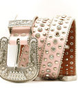 Pink Riveted Rhinestone Belt B4025