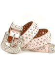 Pink Riveted Rhinestone Belt B4025