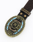 Western Cowboy Turquoise Leather Belt B5014