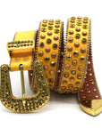 Golden Riveted Rhinestone Belt B4020