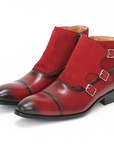 Ducapo Cherry Red Suede and Leather Boots