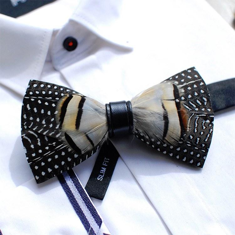 Ducapo Natural Feather Bow Tie T1021