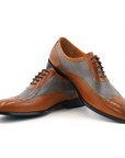 Ducapo Taupe and Charcoal Wingtip Oxfords