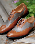 Ducapo Taupe and Charcoal Wingtip Oxfords