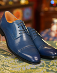 Ducapo Steel Blue Cap Toe Derby Shoes