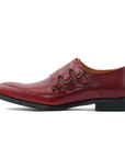 Ducapo Bold Red Triple Monk Shoes