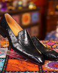 Ducapo Black Dotted Loafers