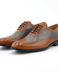 Ducapo Taupe and Charcoal Wingtip Oxfords