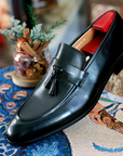 Zeitlose Ducapo-Loafer mit Quasten in Noir-Optik