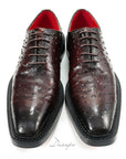 Exotic Brown Ostrich Oxford Shoes D1277