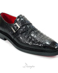 Glossy Black Croc Single Monk D1280