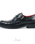 Elegant Black Crocodile Single Monk D1282