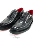 Elegant Black Crocodile Single Monk D1282