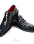 Elegant Black Crocodile Single Monk D1282