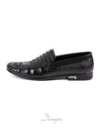 Sleek Black Embossed Crocodile Loafers D1287
