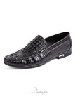 Sleek Black Embossed Crocodile Loafers D1287