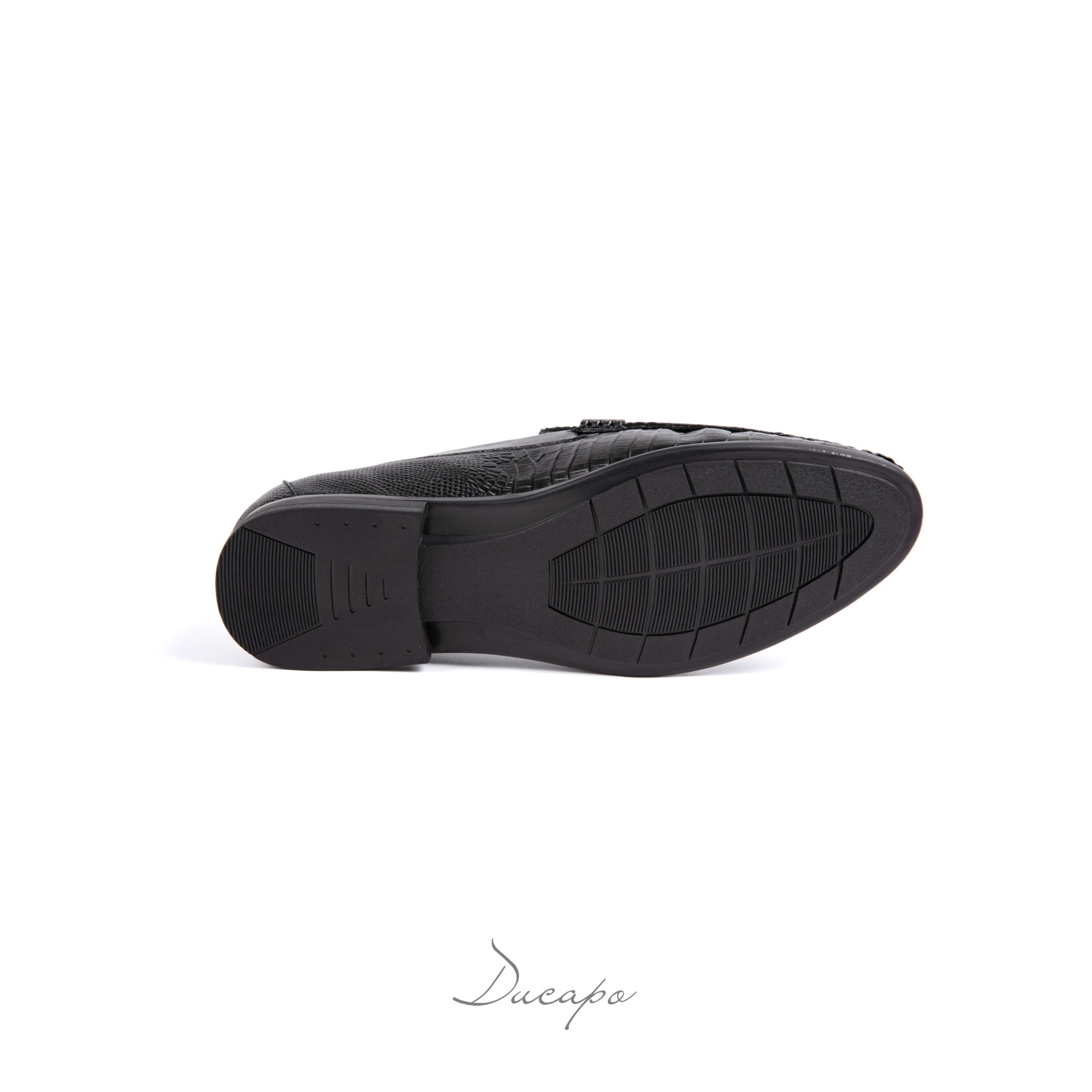 Sleek Black Embossed Crocodile Loafers D1287