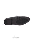 Sleek Black Embossed Crocodile Loafers D1287